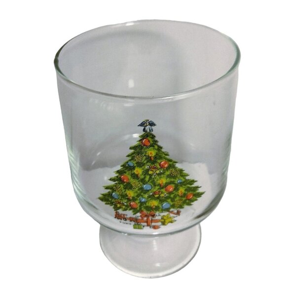 Sabin Other - Sabin Clear Christmas Tree Candy Dish Goblet vase Candle Holder 6 inch Signed